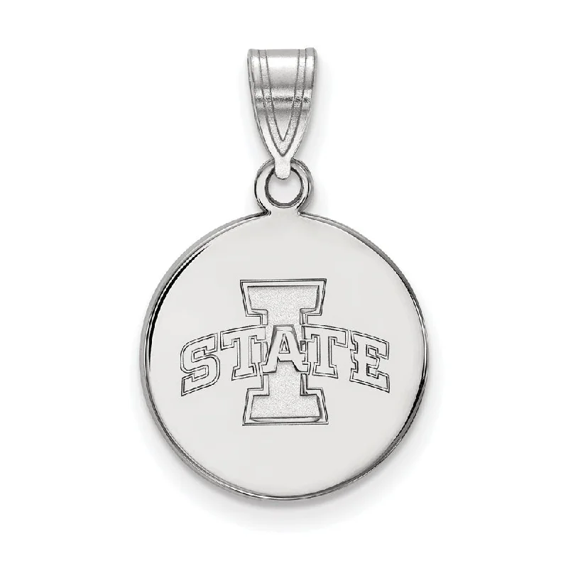 10k White Gold Iowa State Medium Disc Pendant