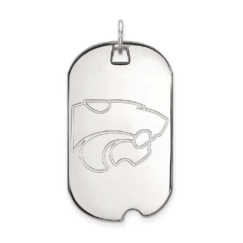 10k White Gold Kansas State Large Dog Tag Pendant