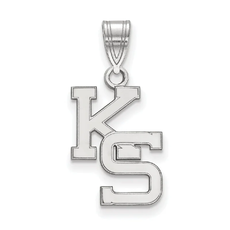 10k White Gold Kansas State Medium 'KS' Pendant