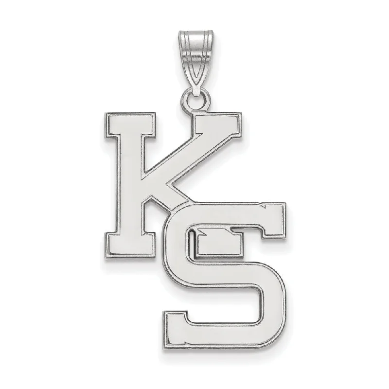 10k White Gold Kansas State XL Pendant