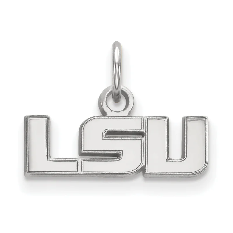 10k White Gold Louisiana State XS (Tiny) 'LSU' Charm or Pendant