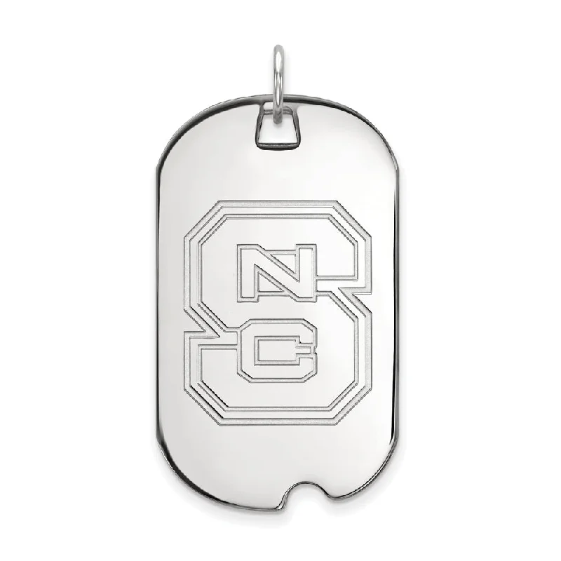 10k White Gold North Carolina State Large 'NCS' Dog Tag Pendant