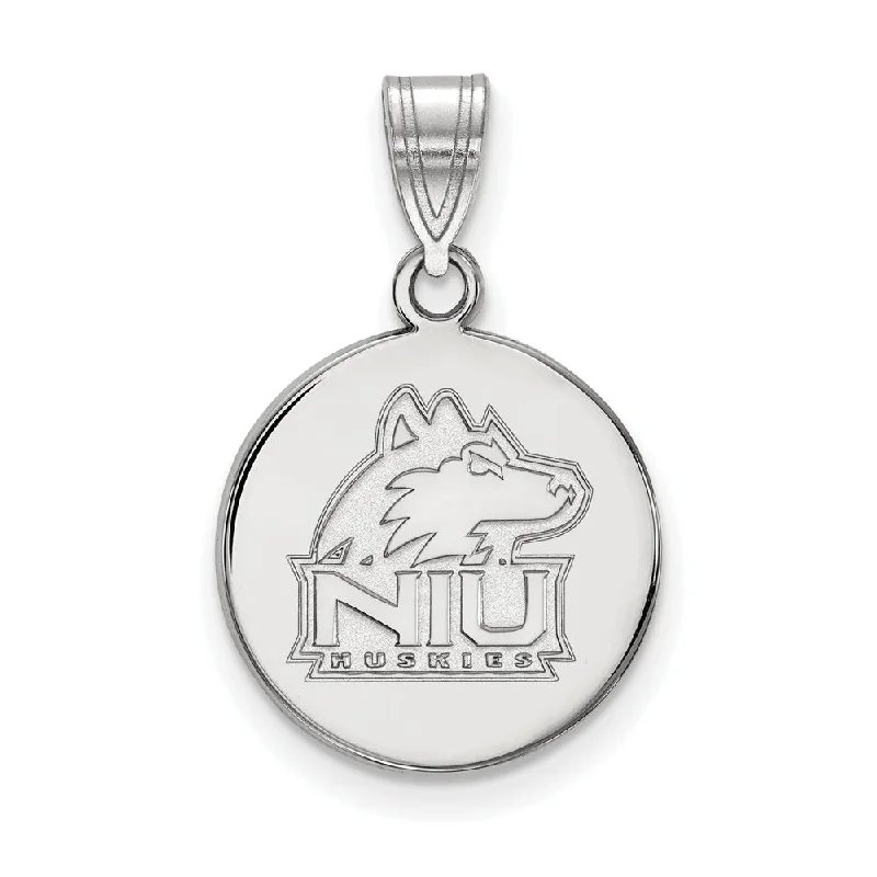 10k White Gold Northern Illinois U. Medium Logo Disc Pendant