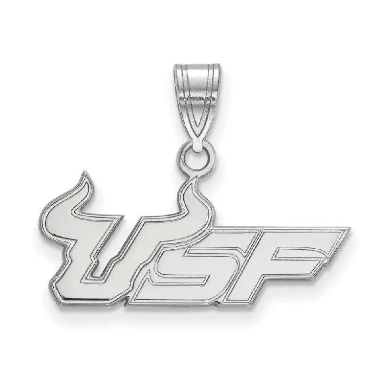 10k White Gold South Florida Medium 'USF' Pendant