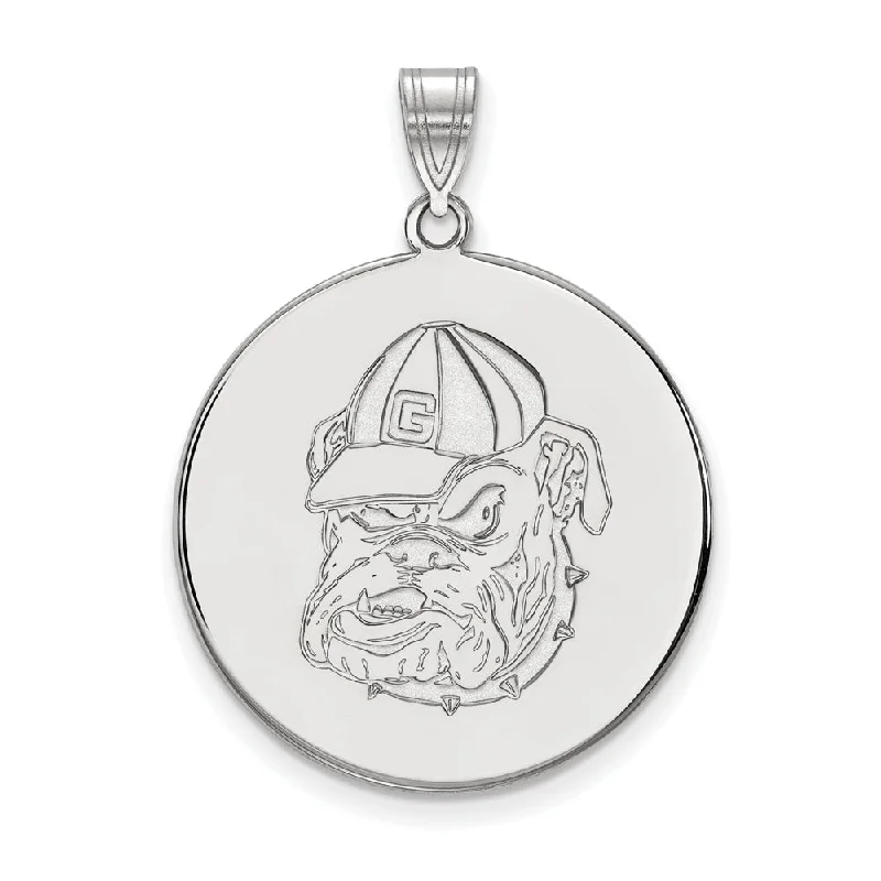 10k White Gold U. of Georgia XL Mascot Disc Pendant