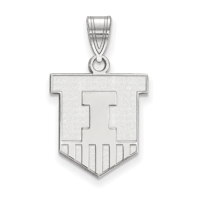 10k White Gold U. of Illinois Medium Shield Pendant