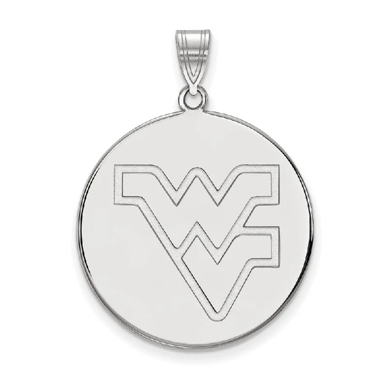 10k White Gold West Virginia U. XL Logo Disc Pendant