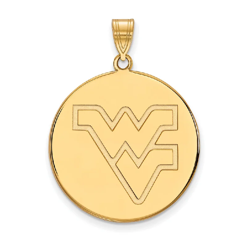 10k Yellow Gold West Virginia U. XL Logo Disc Pendant