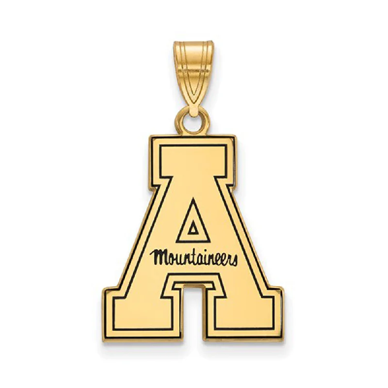 14k Gold Plated Silver Appalachian State Enamel Large Pendant