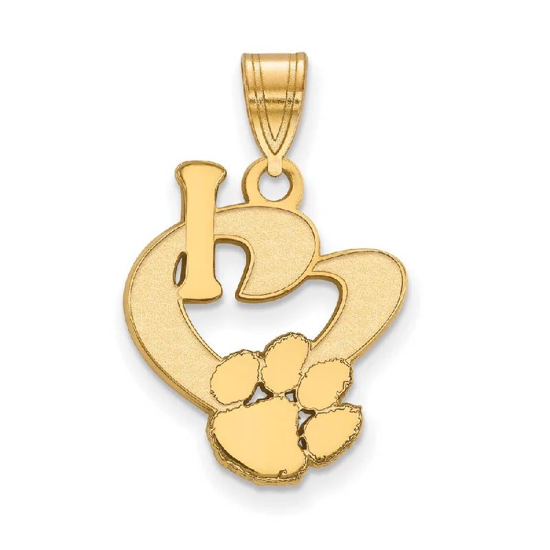 Celebrate Every Occasion With Sparkling Savings 14k Gold Plated Silver Clemson U Large I Love Logo Pendant Celebrate Every Occasion With Sparkling Savings 14k Gold Plated Silver Clemson U Large I Love Logo Pendant