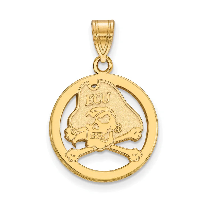 Customized Silver Jewelry For Unique Style 14k Gold Plated Silver East Carolina U Small Circle Pendant Customized Silver Jewelry For Unique Style 14k Gold Plated Silver East Carolina U Small Circle Pendant