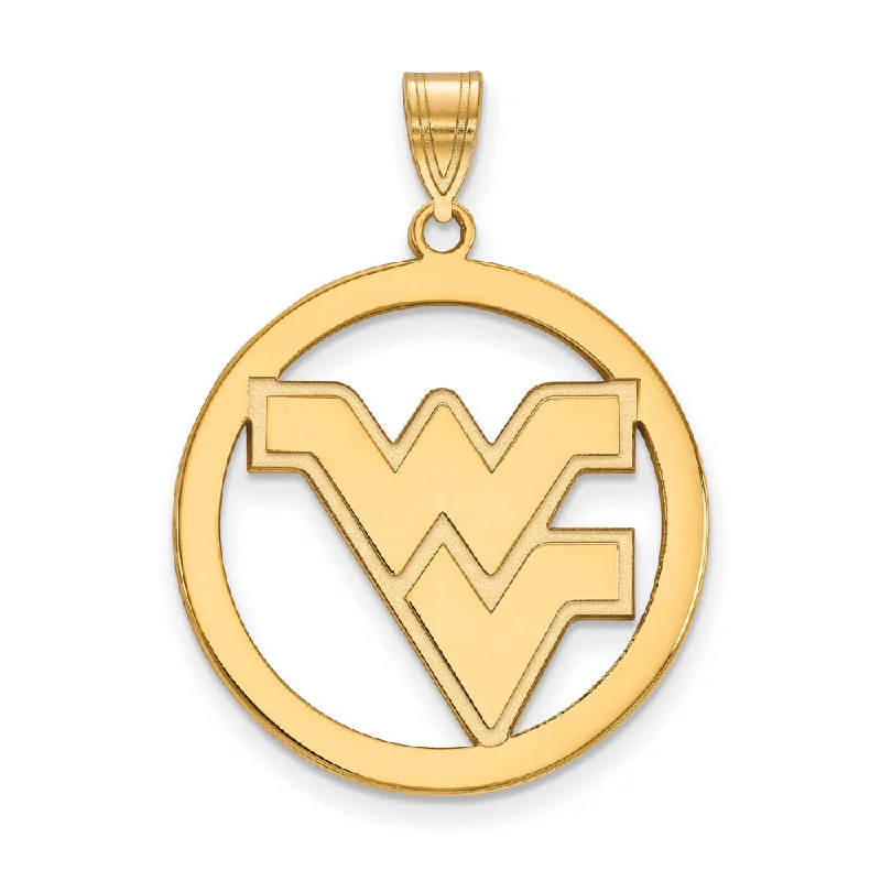 Bestselling Jewelry At Special Promotional Rates 14k Gold Plated Silver West Virginia U. XL Circle Pendant Bestselling Jewelry At Special Promotional Rates 14k Gold Plated Silver West Virginia U. XL Circle Pendant