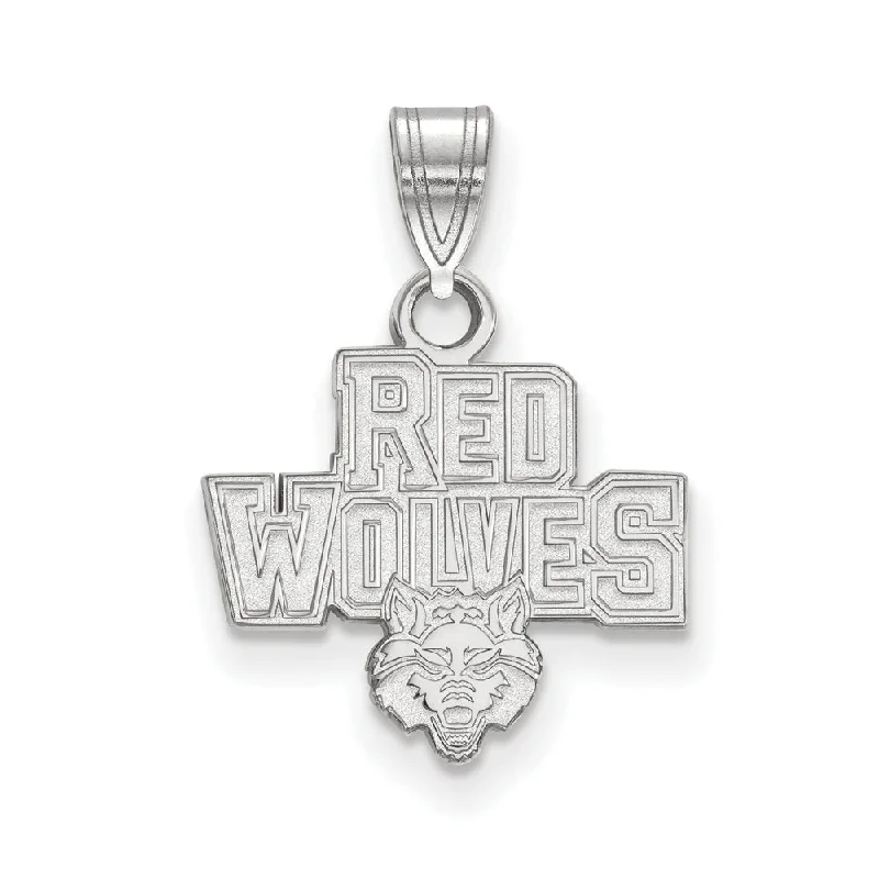 14k White Gold Arkansas State Small 'Red Wolves' Pendant