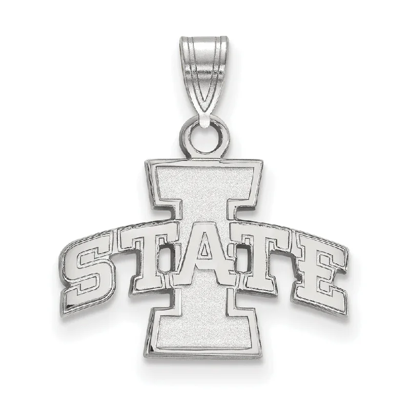 14k White Gold Iowa State Small 'I STATE' Pendant