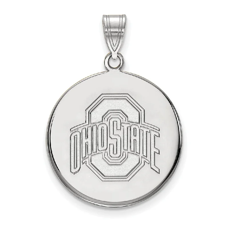 14k White Gold Ohio State Large Logo Disc Pendant