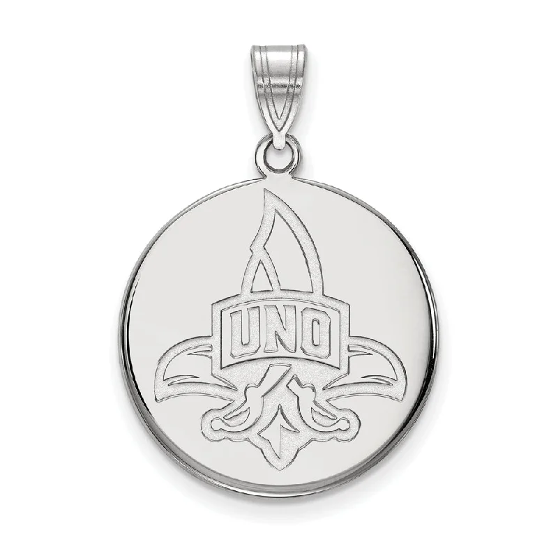 14k White Gold U. of New Orleans Large Logo Disc Pendant