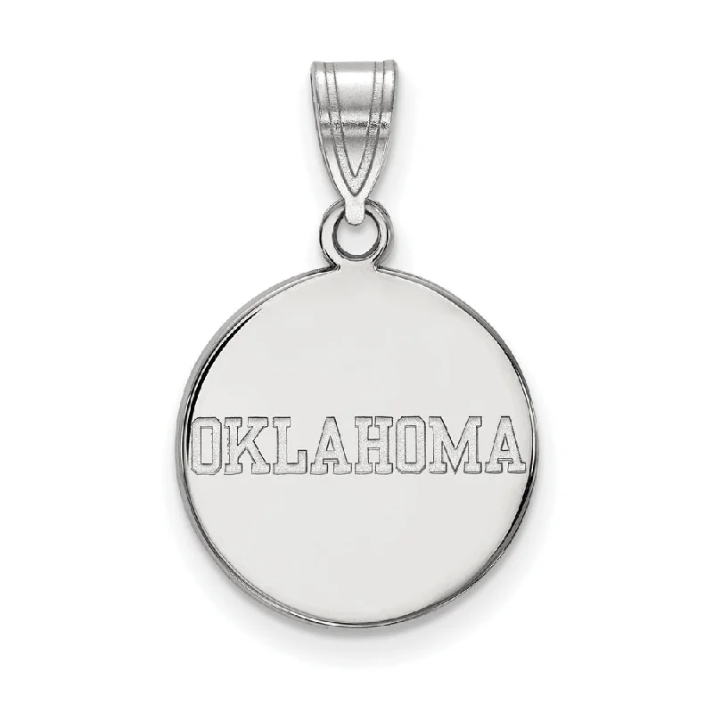 14k White Gold U. of Oklahoma Medium Disc Pendant