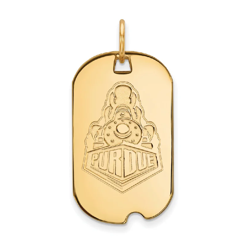 14k Yellow Gold Purdue Logo Dog Tag Pendant