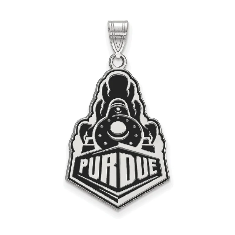 Sterling Silver Purdue XL Enamel Logo Pendant