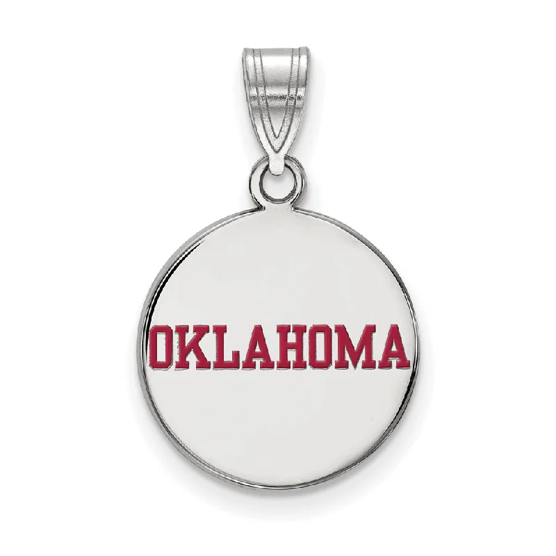 Get The Sparkle You Love At Prices You Adore Sterling Silver U. of Oklahoma Medium Enamel Disc Pendant