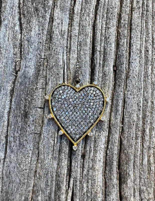 Best Jewelry Sale Prices – Limited-Time Offer Two Tone Pave Diamond Heart Pendant