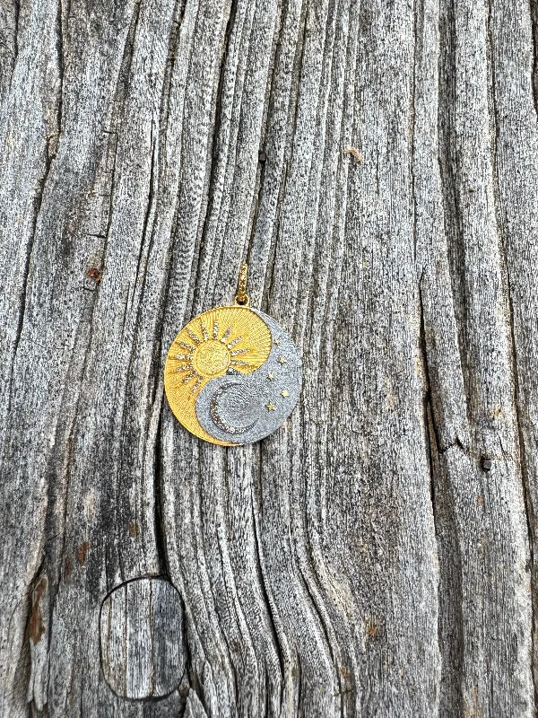 Fashion-Forward Jewelry At Exclusive Discounts Two Tone Sun and Moon Pendant