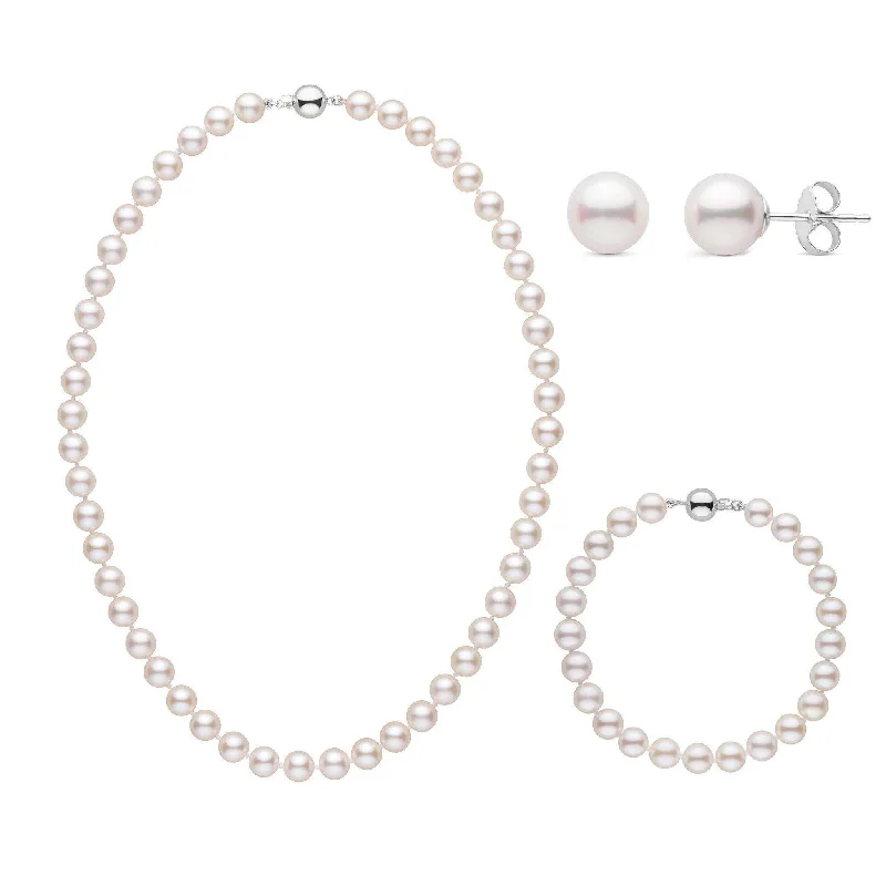 Huge Markdowns On Premium Jewelry Styles 16 Inch 3 Piece Set of 7.0-7.5 mm AA+ White Akoya Pearls Huge Markdowns On Premium Jewelry Styles 16 Inch 3 Piece Set of 7.0-7.5 mm AA+ White Akoya Pearls