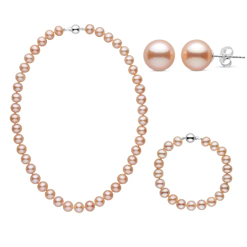 Luxury Jewelry At Unbeatable Discounts 16 Inch 3 Piece Set of 8.5-9.0 mm AA+ Pink Freshwater Pearls Luxury Jewelry At Unbeatable Discounts 16 Inch 3 Piece Set of 8.5-9.0 mm AA+ Pink Freshwater Pearls