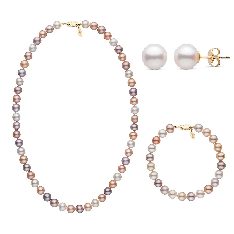 Breathtaking Jewelry, Breathtaking Prices 18 Inch 3 Piece Set of 7.5-8.0 mm Freshadama Multicolor Freshwater Pearl Breathtaking Jewelry, Breathtaking Prices 18 Inch 3 Piece Set of 7.5-8.0 mm Freshadama Multicolor Freshwater Pearl