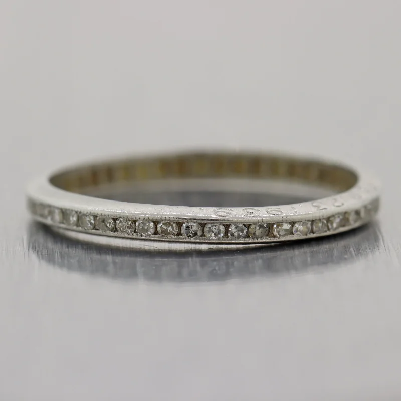 Personalized Engraved Jewelry For Meaningful Gifts 1920's Antique Art Deco Platinum Thin Engraved 0.50ctw Diamond Band Ring Personalized Engraved Jewelry For Meaningful Gifts 1920's Antique Art Deco Platinum Thin Engraved 0.50ctw Diamond Band Ring