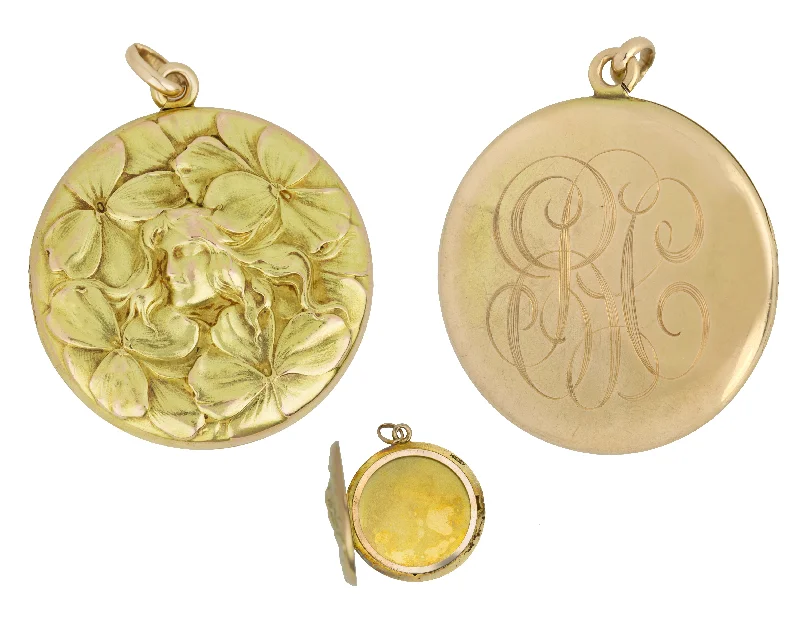 Unmissable Jewelry Sale – Shop Before It's Too Late 1920's Antique Art Nouveau 14K Yellow Gold Lady Floral Engraved Locket Pendant Unmissable Jewelry Sale – Shop Before It's Too Late 1920's Antique Art Nouveau 14K Yellow Gold Lady Floral Engraved Locket Pendant