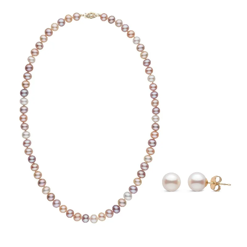 High-Quality Gemstone Jewelry For Special Occasions 6.5-7.0 mm Multicolor AAA Freshwater Pearl 18 Inch Necklace and Stud Earring Set High-Quality Gemstone Jewelry For Special Occasions 6.5-7.0 mm Multicolor AAA Freshwater Pearl 18 Inch Necklace and Stud Earring Set
