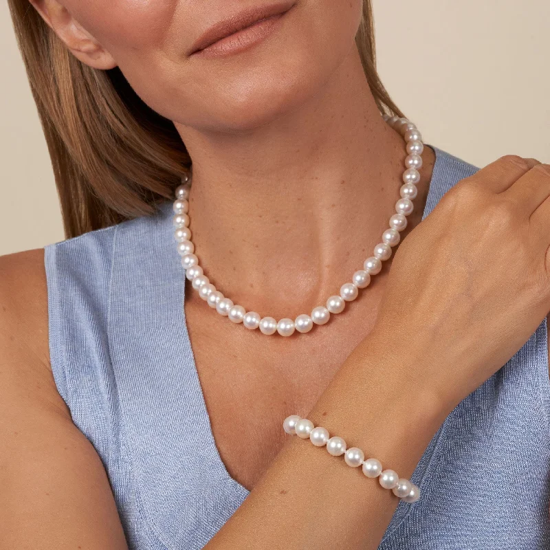 Best Jewelry Deals – Shop Premium Pieces At Great Prices 8.5-9.0 mm AA+ Bright White Silver Tone Akoya Pearl 18 Inch Necklace & Bracelet Set Best Jewelry Deals – Shop Premium Pieces At Great Prices 8.5-9.0 mm AA+ Bright White Silver Tone Akoya Pearl 18 Inch Necklace & Bracelet Set