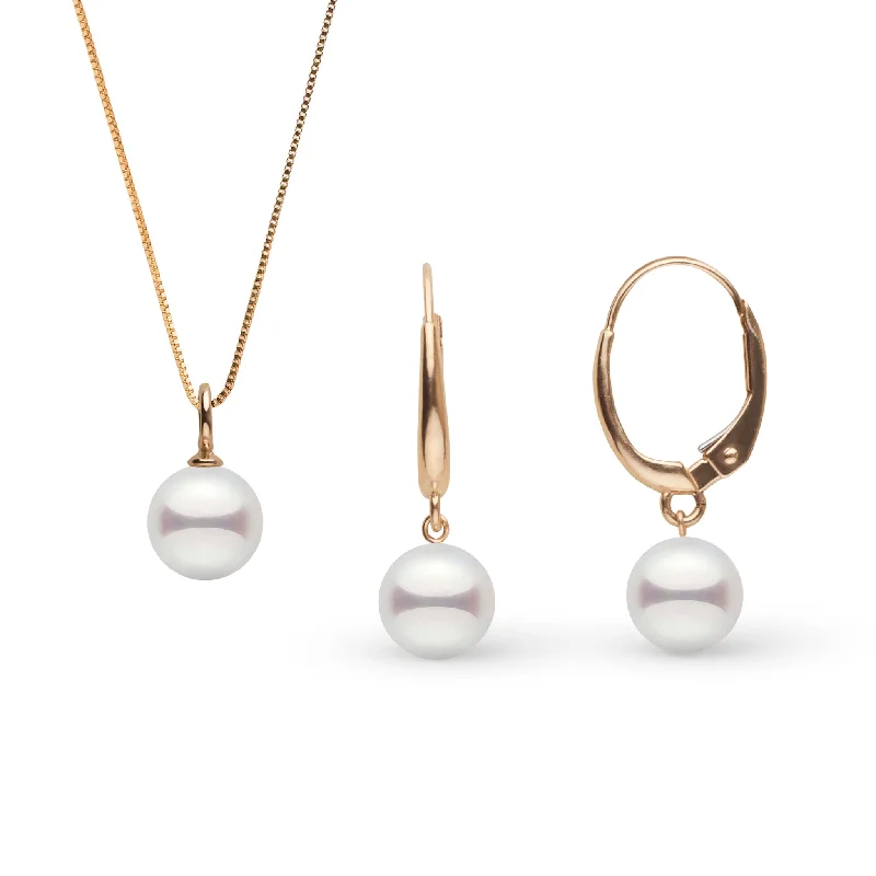 Elegant Rose Gold Jewelry For A Stylish Touch 8.5-9.0 mm Akoya Pearl Muse Collection Pendant and Earrings Set Elegant Rose Gold Jewelry For A Stylish Touch 8.5-9.0 mm Akoya Pearl Muse Collection Pendant and Earrings Set