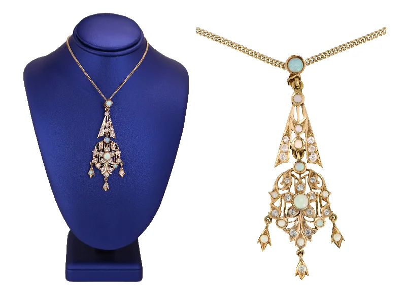 Best Jewelry Deals – Shop Premium Pieces At Great Prices Women's Antique Art Nouveua 14K Yellow Gold CZ Opal Dangling 18.50" Necklace Best Jewelry Deals – Shop Premium Pieces At Great Prices Women's Antique Art Nouveua 14K Yellow Gold CZ Opal Dangling 18.50" Necklace