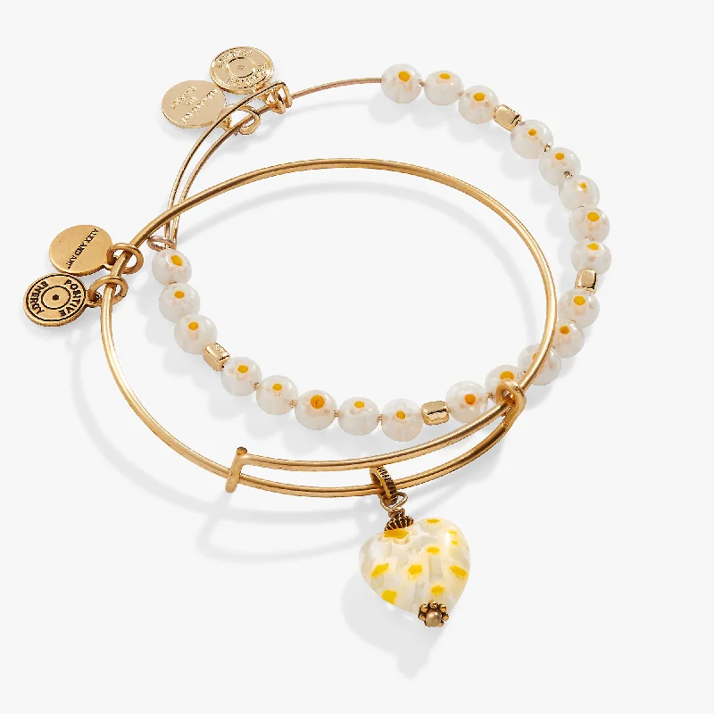 The Biggest Jewelry Sale Of The Year Is Here Daisy Heart Charm Bangle Bracelet, Set of 2 The Biggest Jewelry Sale Of The Year Is Here Daisy Heart Charm Bangle Bracelet, Set of 2
