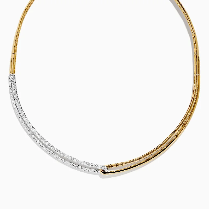 Unique Jewelry Designs Now At Discounted Rates Duo 14K Two Tone Yellow and White Gold Diamond Collar Necklace, 1.37 TCW Unique Jewelry Designs Now At Discounted Rates Duo 14K Two Tone Yellow and White Gold Diamond Collar Necklace, 1.37 TCW