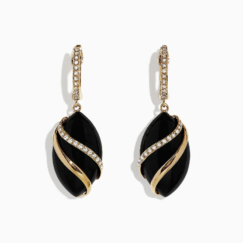 Premium Jewelry At Special Low Prices For A Limited Time Eclipse 14K Yellow Gold Onyx and Diamond Drop Earrings, 11.53 TCW Premium Jewelry At Special Low Prices For A Limited Time Eclipse 14K Yellow Gold Onyx and Diamond Drop Earrings, 11.53 TCW