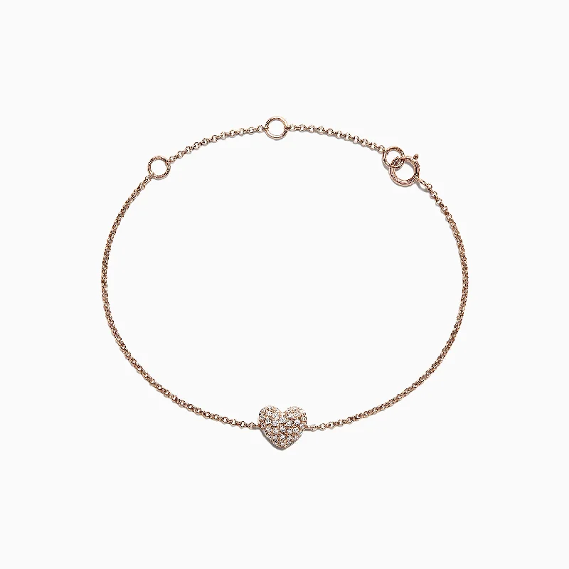Shop Fine Jewelry With Exclusive Savings Kidz 14K Rose Gold Diamond Heart Bracelet, 0.14 TCW Shop Fine Jewelry With Exclusive Savings Kidz 14K Rose Gold Diamond Heart Bracelet, 0.14 TCW