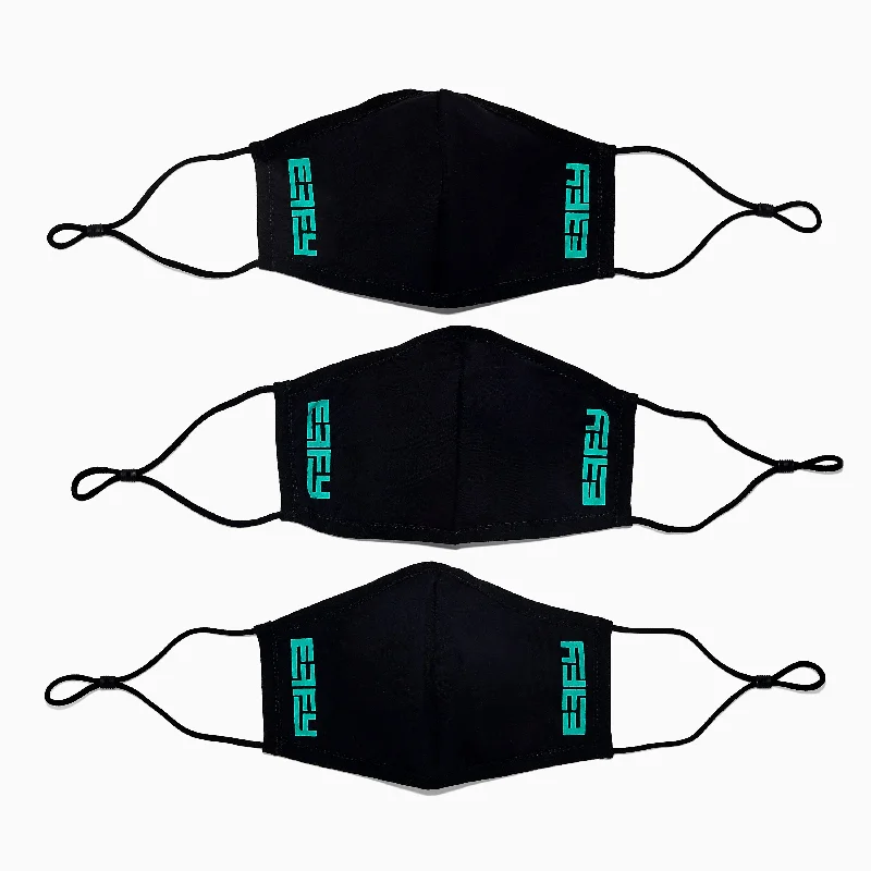 Big Discounts On Elegant Jewelry Collections Knitted Face Mask - Adult 3 Pack - Black with Teal Logo Big Discounts On Elegant Jewelry Collections Knitted Face Mask - Adult 3 Pack - Black with Teal Logo
