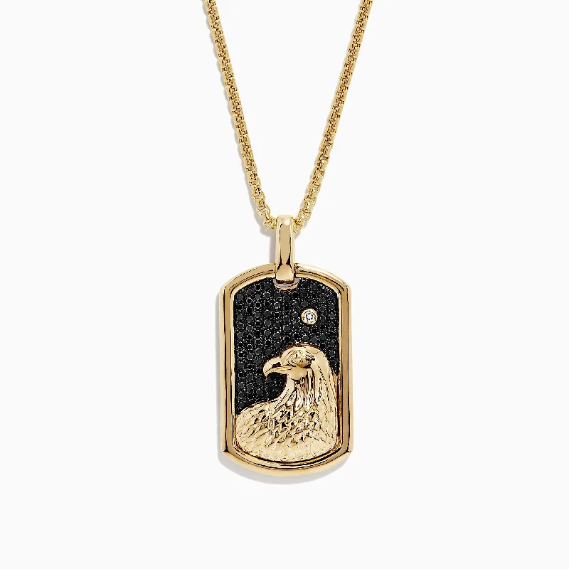 Unique Jewelry Designs Now At Discounted Rates Men's 14K Yellow Gold Black Diamond Eagle Pendant, 0.65 TCW Unique Jewelry Designs Now At Discounted Rates Men's 14K Yellow Gold Black Diamond Eagle Pendant, 0.65 TCW