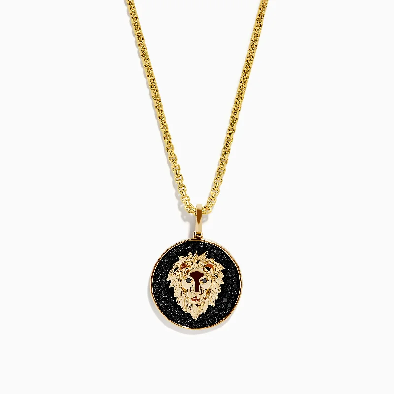 Shop Dazzling Jewelry With Special Promotional Discounts Men's 14K Yellow Gold Black Diamond Lion Pendant Shop Dazzling Jewelry With Special Promotional Discounts Men's 14K Yellow Gold Black Diamond Lion Pendant