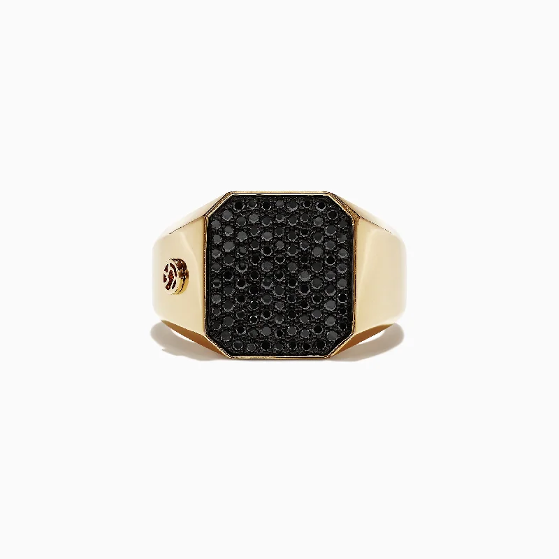 Special Deals On Handcrafted And Designer Jewelry Men's 14K Yellow Gold Black Diamond Signet Ring, 0.78 TCW Special Deals On Handcrafted And Designer Jewelry Men's 14K Yellow Gold Black Diamond Signet Ring, 0.78 TCW