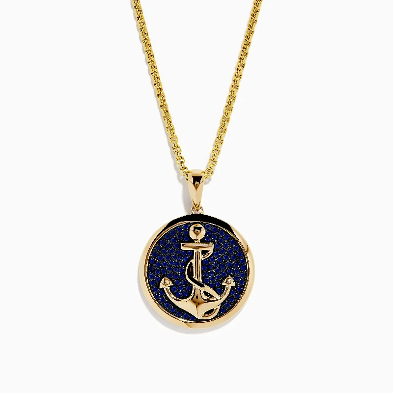 Shop Dazzling Jewelry At The Best Prices Men's 14K Yellow Gold Blue Sapphire Anchor Pendant Shop Dazzling Jewelry At The Best Prices Men's 14K Yellow Gold Blue Sapphire Anchor Pendant
