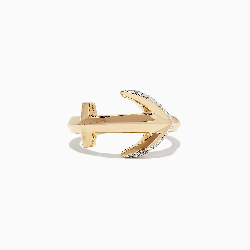 Luxury Jewelry At Unbeatable Discounts Men's 14K Yellow Gold Diamond Anchor Ring, 0.09 TCW Luxury Jewelry At Unbeatable Discounts Men's 14K Yellow Gold Diamond Anchor Ring, 0.09 TCW
