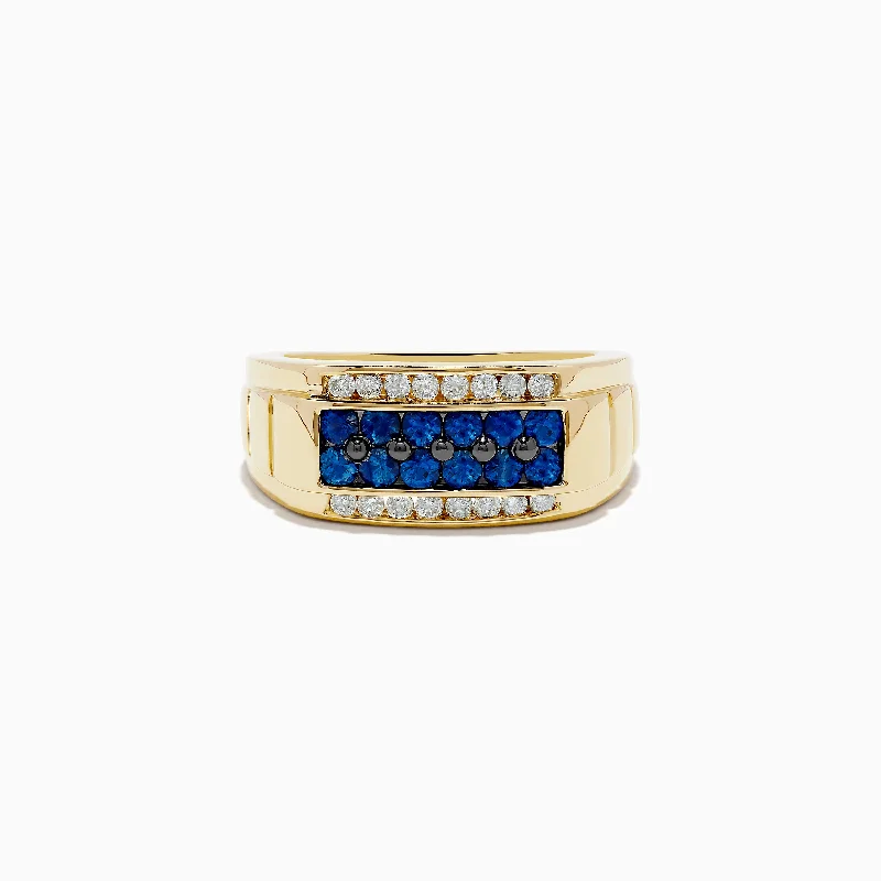 Exclusive Jewelry Offers – Sparkle For Less Men's 14K Yellow Gold Diamond and Blue Sapphire Ring Exclusive Jewelry Offers – Sparkle For Less Men's 14K Yellow Gold Diamond and Blue Sapphire Ring