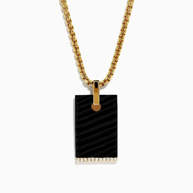 Bestselling Jewelry At Special Promotional Rates Men's 14K Yellow Gold Diamond and Carved Onyx Pendant Bestselling Jewelry At Special Promotional Rates Men's 14K Yellow Gold Diamond and Carved Onyx Pendant