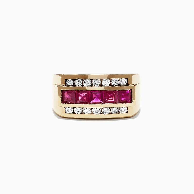 Shop Jewelry That Shines Without The High Price Men's 14K Yellow Gold Diamond Ruby Ring, 2.59 TCW Shop Jewelry That Shines Without The High Price Men's 14K Yellow Gold Diamond Ruby Ring, 2.59 TCW