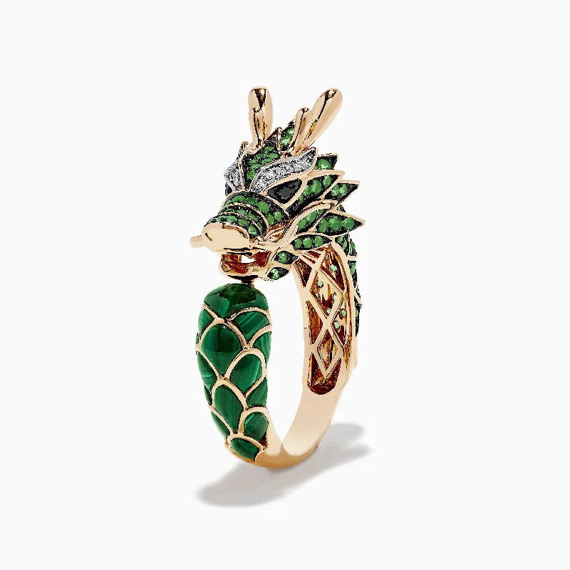Timeless Beauty, Unbeatable Deals – Jewelry Sale On Men's 14K Yellow Gold Diamond, Tsavorite and Malachite Dragon Ring Timeless Beauty, Unbeatable Deals – Jewelry Sale On Men's 14K Yellow Gold Diamond, Tsavorite and Malachite Dragon Ring