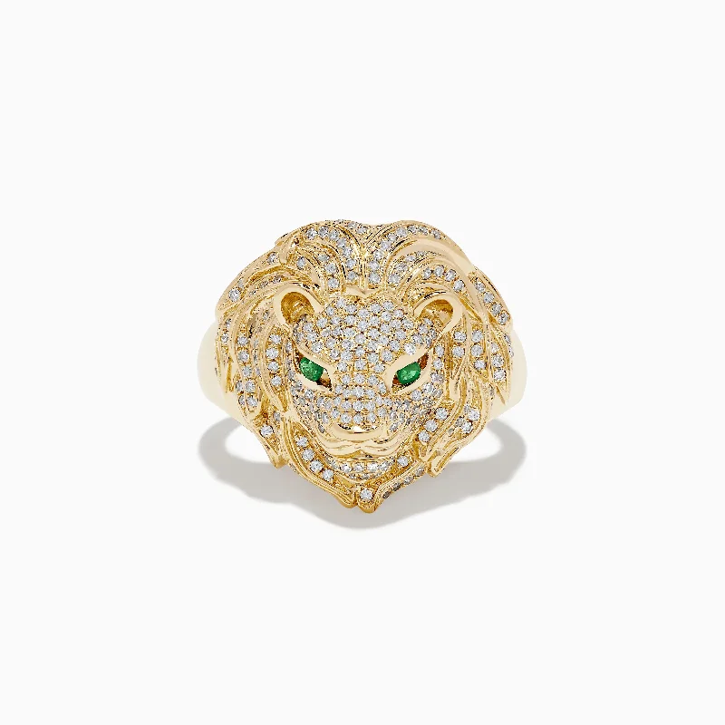 Jewelry Sale – Exclusive Styles At Lower Prices Men's 14K Yellow Gold Emerald and Diamond Lion Ring Jewelry Sale – Exclusive Styles At Lower Prices Men's 14K Yellow Gold Emerald and Diamond Lion Ring